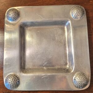 Vintage Holland Daniel Boone Golf Serving Trinket Dish Pewter Aluminum Retro 8"